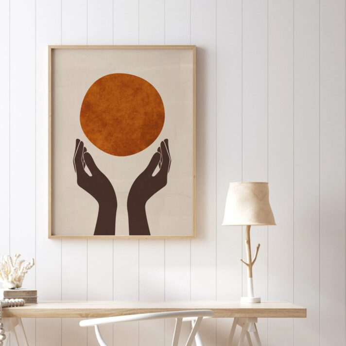 Abstract Hands Holding Sun